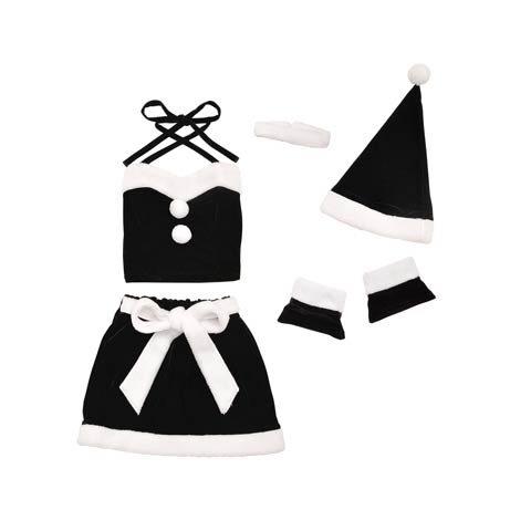 [5点SET]サンタクロストップス＆リボン付きタイトスカートセット【2025サンタ/コスプレ】★(ブラック-Sサイズ)