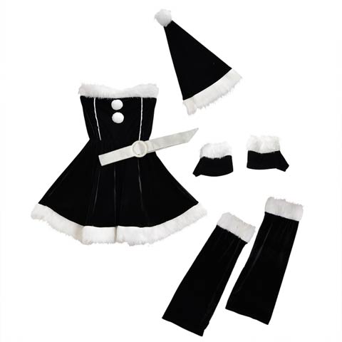 [5点SET]オフショル風サンタワンピースセット【2025サンタ/コスプレ】★(レッド-Sサイズ)