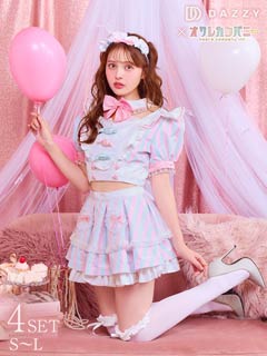 【オサレカンパニー監修】10/9新作![4点SET]キャンディーフリルメイドコスチューム【2025ハロウィン/コスプレ】