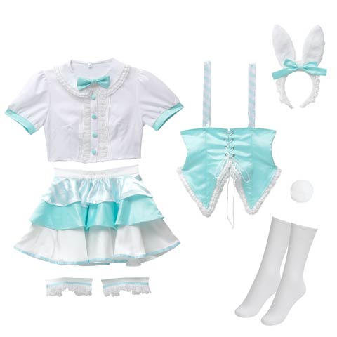 【オサレカンパニー監修】9/25新作![8点SET]ワンダーバニーコスチューム【2025ハロウィン/コスプレ】(ホワイト×ブルー-Sサイズ)