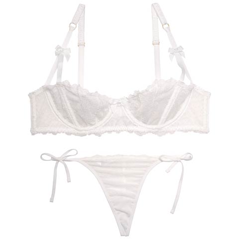 [CARRIEFRANCA]フェミニンリボンレーシィブラセット(ホワイト-S)