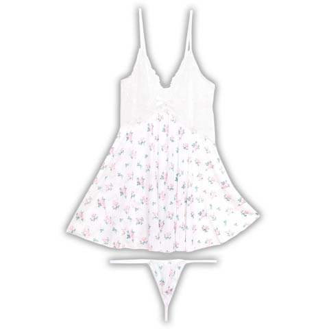 [CARRIEFRANCA]アンティークピュアローズベビードール(ホワイト-フリー)