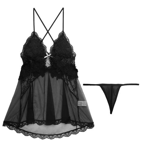 9/6再販![CARRIEFRANCA]ゴージャスフィオーレベビードール(ブラック-フリー)