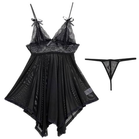 [CARRIEFRANCA]マニフィックシアーベビードール(ブラック-フリー)