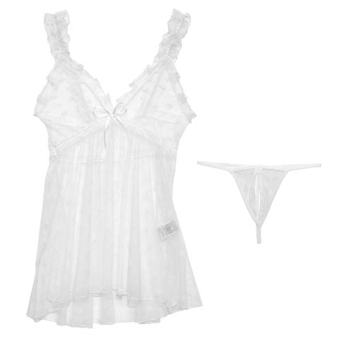 11/5再販![CARRIEFRANCA]シュクレドットフルールベビードール(ホワイト-フリー)