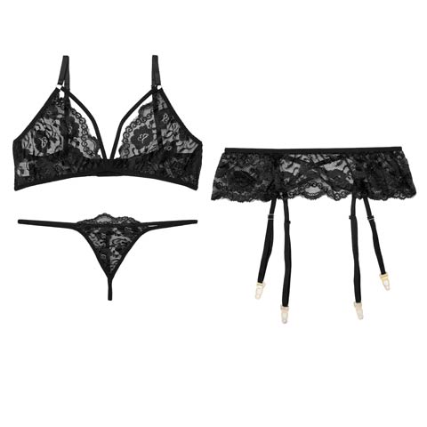 8/23再販!【Tバック】[CARRIEFRANCA]ブルーミングストリングガーターブラセット[推し](ブラック-S)