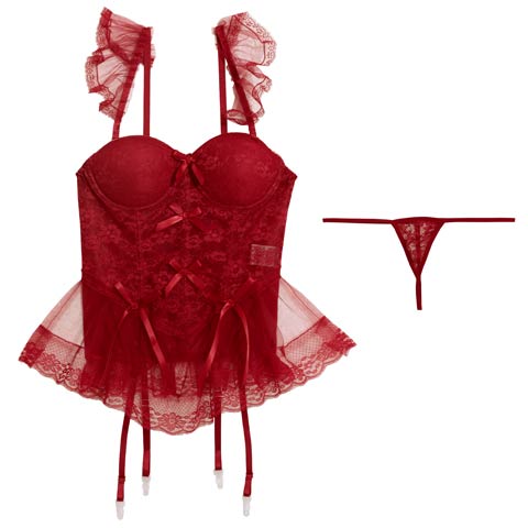 7/4新作![CARRIEFRANCA]ブリリアントビスチェベビードール(レッド-フリー)