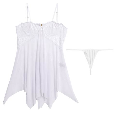 7/18新作![CARRIEFRANCA]エアリーチュールベビードール(ホワイト-フリー)