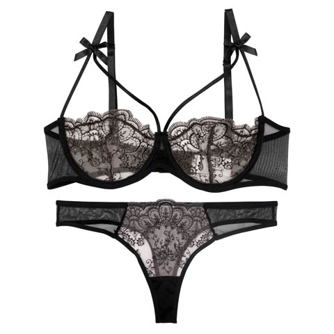 8/8新作![CARRIEFRANCA]ダマスクリボンコードブラセット[推し](ブラック-S)