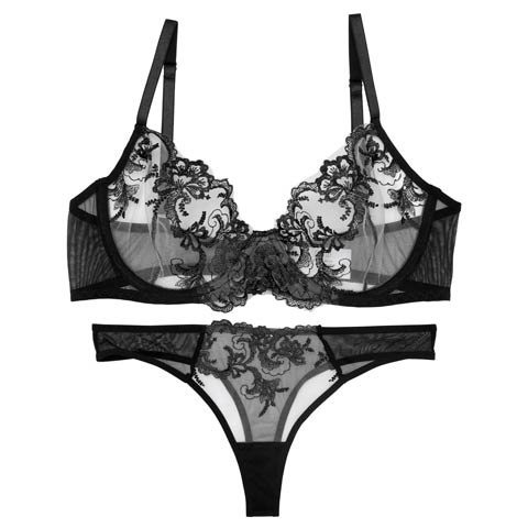 8/13新作![CARRIEFRANCA]バロックフルールブラセット[推し](ブラック-S)