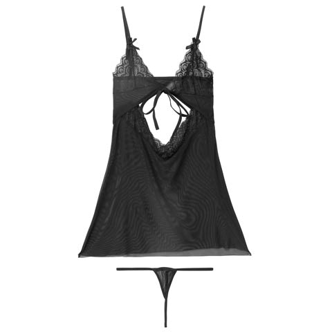 8/22新作![CARRIEFRANCA]ヴィーナスカットアウトベビードール(ブラック-フリー)