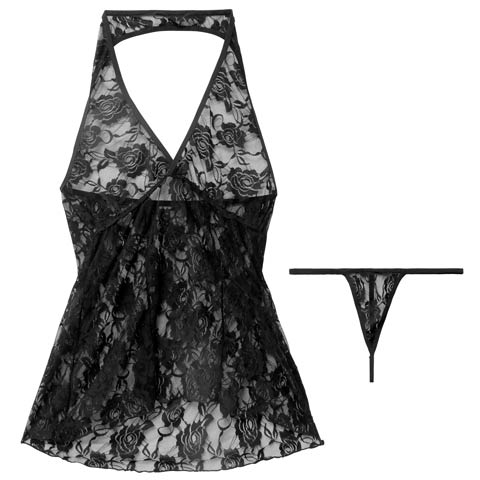 10/6新作![CARRIEFRANCA]ローズシャドウベビードール(ブラック-フリー)