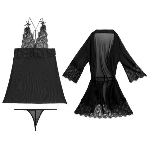 12/1新作![CARRIEFRANCA]ダークロマンスレーシィベビードール(ブラック-フリー)