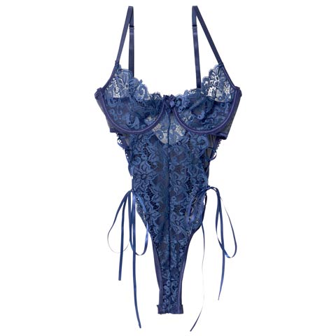 12/26新作![CARRIEFRANCA]リュクスレースアップボディスーツ(ブルー-フリー)