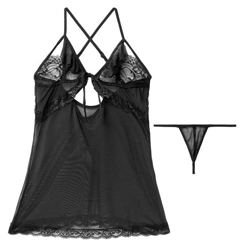 12/15新作![CARRIEFRANCA]ヌーディーレースベビードール(ブラック-フリー)