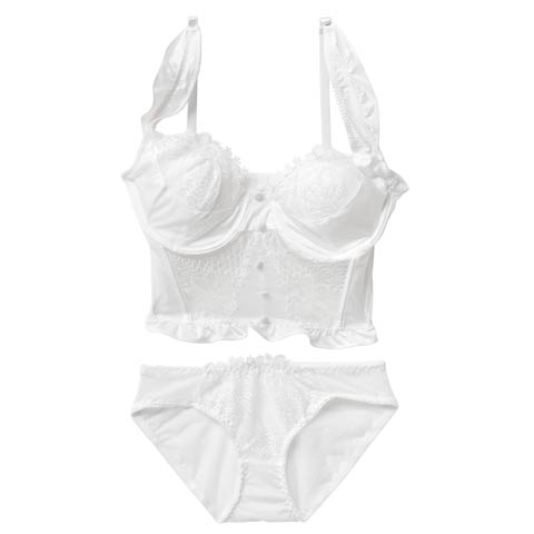 12/19新作![CARRIEFRANCA]ブロッサムビスチェブラセット(ホワイト-S)