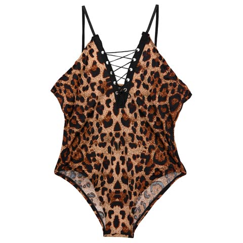 3/6新作![CARRIEFRANCA]レースアップレオパードベビードール(ブラック-フリー)