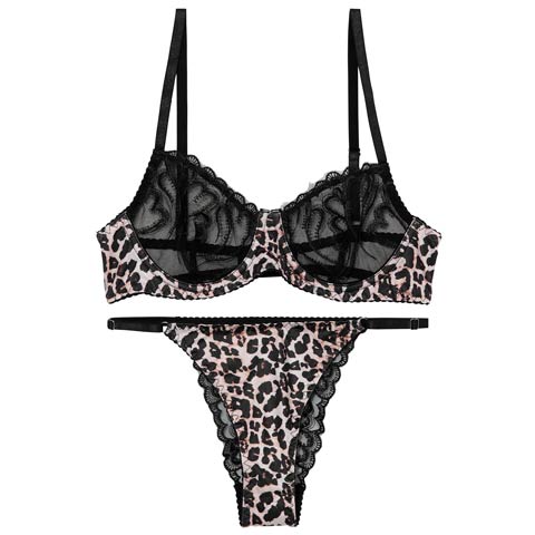 1/23新作![CARRIEFRANCA]ブラックレースレオパードブラセット[推し](ブラック-S)