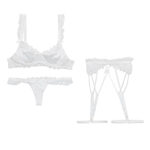 2/6新作![CARRIEFRANCA]ヌーディレースガーターベルト付きブラセット[推し](ホワイト-フリー)