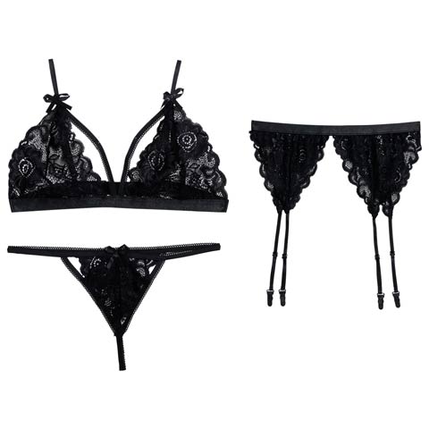 3/13新作![CARRIEFRANCA]ノワールレーシィガーターブラセット[推し](ブラック-フリー)