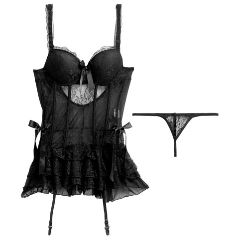 4/13新作![CARRIEFRANCA]クラシカルコルセットベビードール(ブラック-フリー)