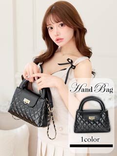 3/18新作![2way]キルティングゴールドロックハンドバッグ