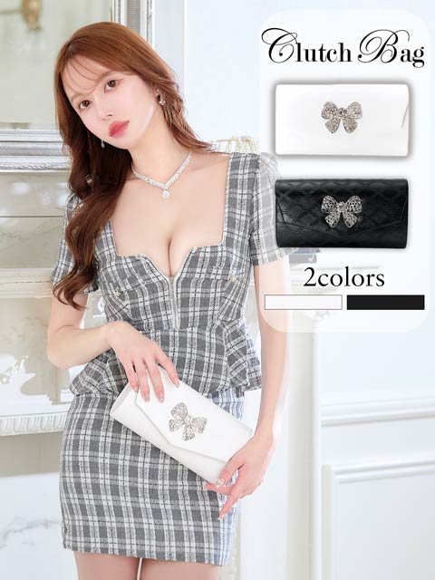 1/13再販![2way]ゴージャスリボンビジューショルダー＆クラッチバッグ