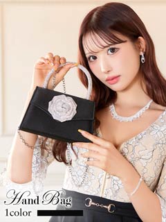 8/13新作![2way]ゴージャスローズビジューハンド＆ショルダーバッグ