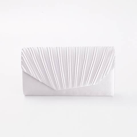 8/18新作![2way]ルミナスサテンプリーツクラッチ＆ショルダーバッグ(シルバー-2wayバッグ)