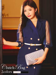 8/18新作![2way]ルミナスサテンプリーツクラッチ＆ショルダーバッグ
