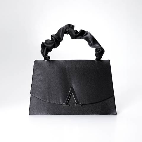 8/4新作![2way]Vビジューシャーリングハンドル＆ショルダーバッグ(ブラック-2wayバッグ)