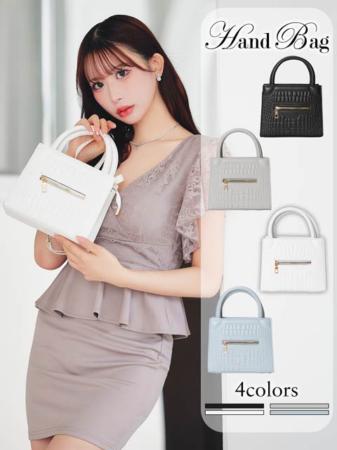 3/25新作![2way]スクエアクロコファスナー店内ショルダー＆ハンドバッグ