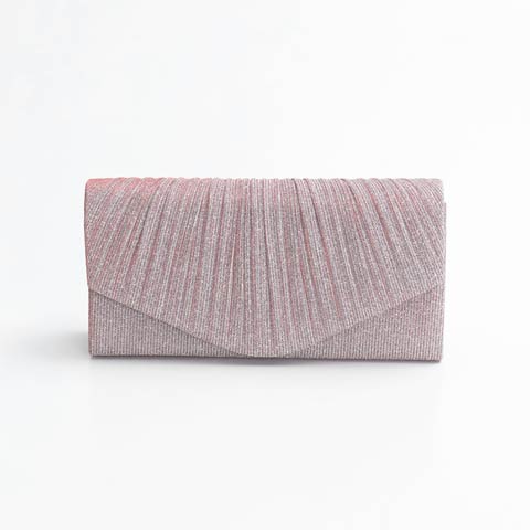 11/10新作![2way]輝くスパークルラメプリーツクラッチバッグ[店内バッグ](ピンク-フリーサイズ)