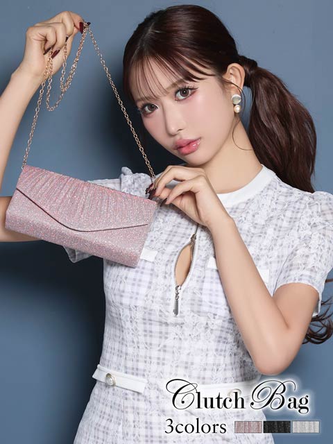 11/10新作![2way]輝くスパークルラメプリーツクラッチバッグ[店内バッグ]