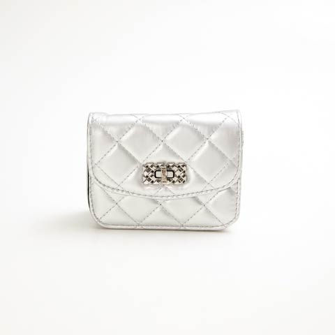 12/24新作!キルティングスクエアチェーンショルダーミニバッグ(シルバー-フリーサイズ)