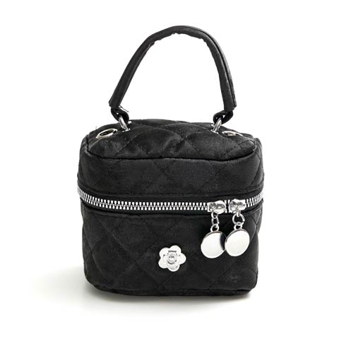 2/24新作![2way]キルティングフラワーミニ店内バニティバッグ(ブラック-フリーサイズ)