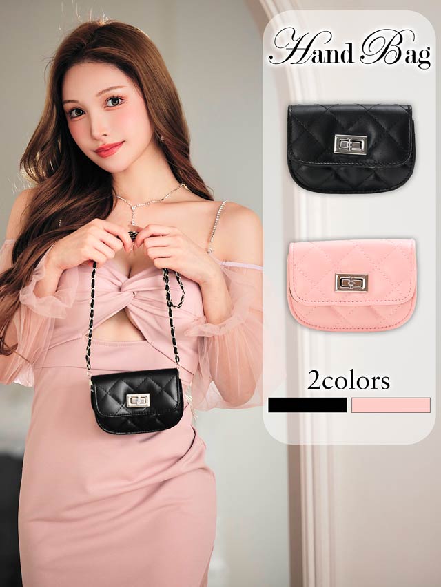 12/24新作![2way]キルティングショルダーチェーンミニバッグ