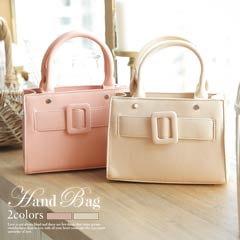 [全2色][2way]シンプルワンカラーベルト風デザインミニハンドバッグ