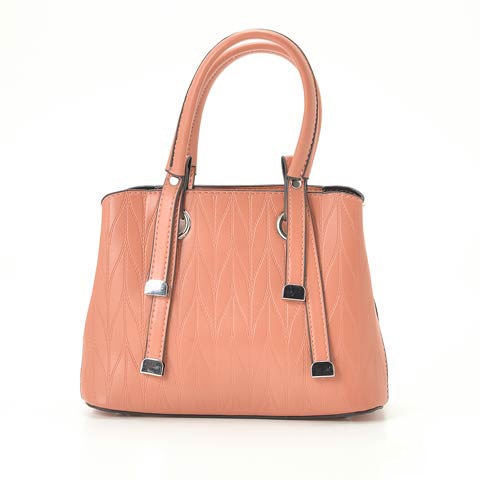 [全2色][2way]ベルトデザインシンプルワンカラーハンドバッグ(ピンク-フリー)
