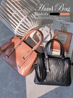[全2色][2way]ベルトデザインシンプルワンカラーハンドバッグ