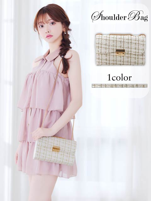 4/24新作!ラメツイードチェーン店内ショルダーバッグ