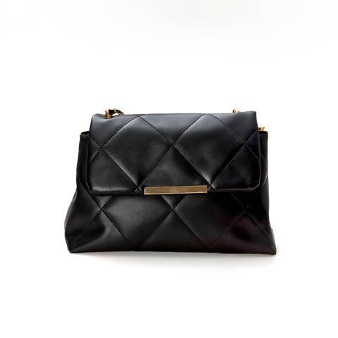 4/20新作!キルティングチェーンフラップ店内ショルダーバッグ(ブラック-フリーサイズ)