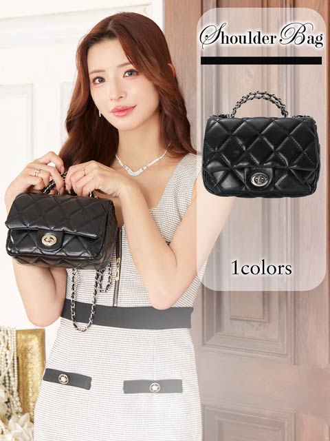 12/2再販![2way]キルティングポケットチェーンハンド＆ショルダーバッグ