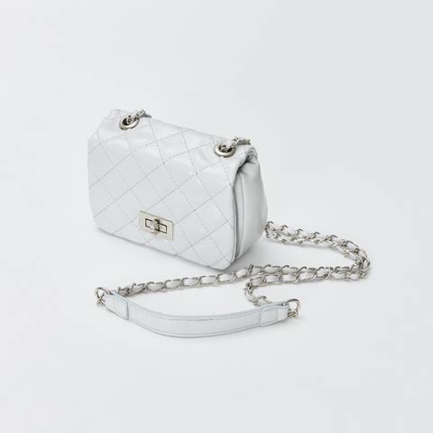 9/17新作![2way]シンプルスクエアキルティングハンド＆ショルダーバッグ(ペールブルー-フリーサイズ)