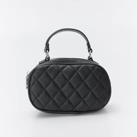 10/17新作![2way]サークルマットキルティングハンド＆ショルダーバッグ[店内バッグ](ブラック-フリーサイズ)