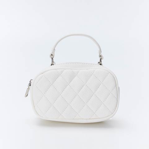 10/17新作![2way]サークルマットキルティングハンド＆ショルダーバッグ[店内バッグ](ホワイト-フリーサイズ)