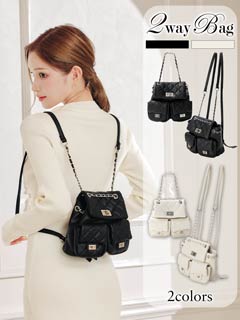 11/21新作![2way]キルティングチェーンショルダーリュック