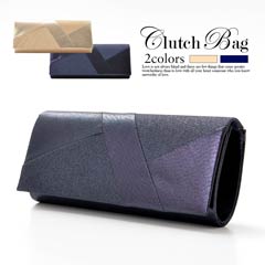 [全2色][2way]シンプル光沢ワンカラークラッチバッグ
