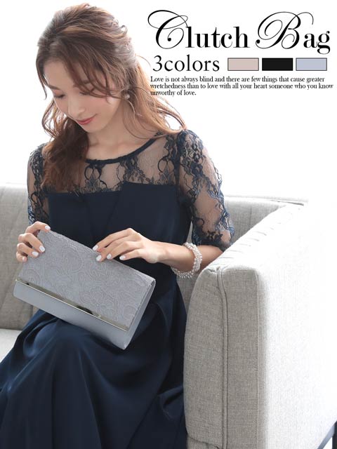 10/7再入荷![全3色][2way]レースデザインクラッチバッグ