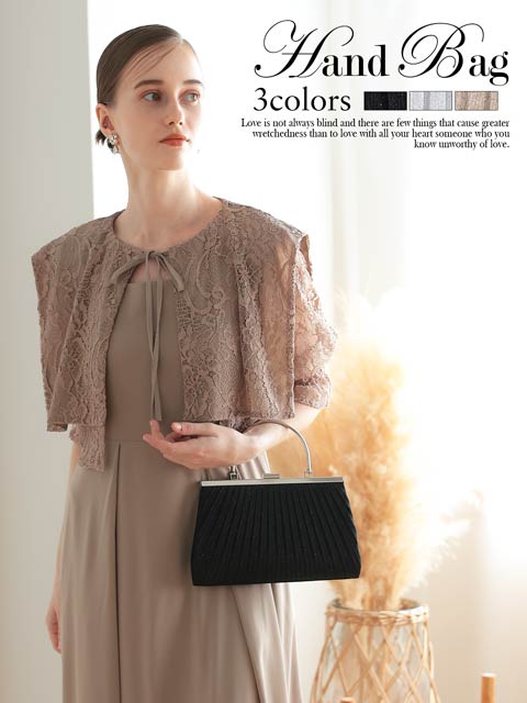 10/7再入荷!メタルハンドルラメプリーツパーティーバッグ